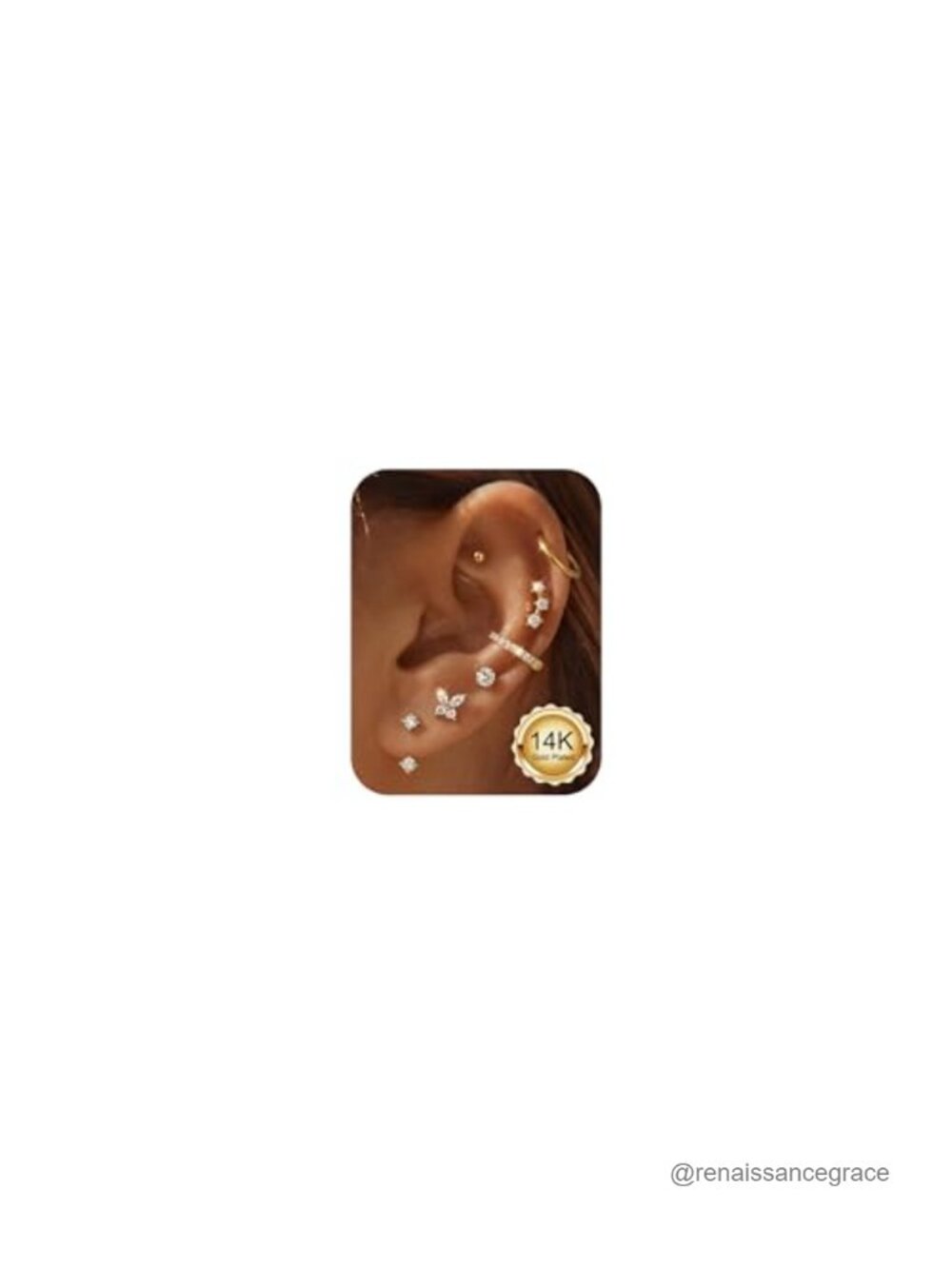 7 Pairs Gold Earring Stack Set Stainless Steel Cartilage Hoops Studs